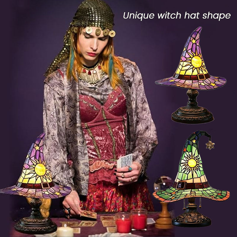 Enchanting Stained Glass Witch Hat Night Lamp | Magical Warm Home Glow 🧙‍♀️