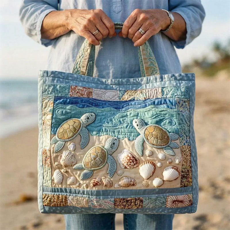 Cosy Quilted Turtle Haven Shopper Tote Bag For Summer & Daily Errands