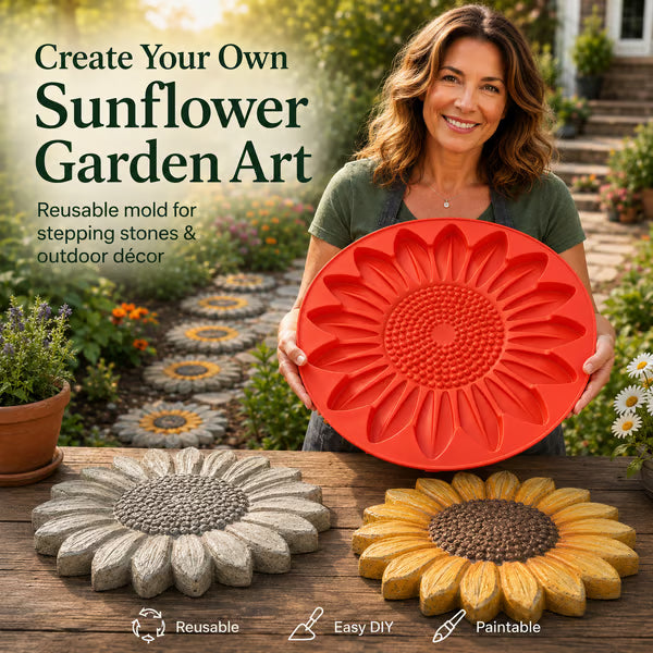 💥 LAST DAY 49% OFF - 🌻 Reusable Sunflower Stepping Stone Mold (📦Buy 3 & Get Free Shipping)