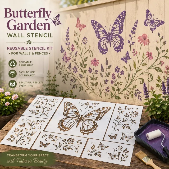Garden Wall Stencil – Reusable DIY Template for Walls, Fences & Patios