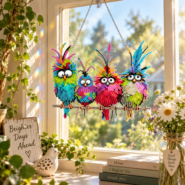 🐦✨ Sunny Birds Diamond Art Suncatcher DIY Kit
