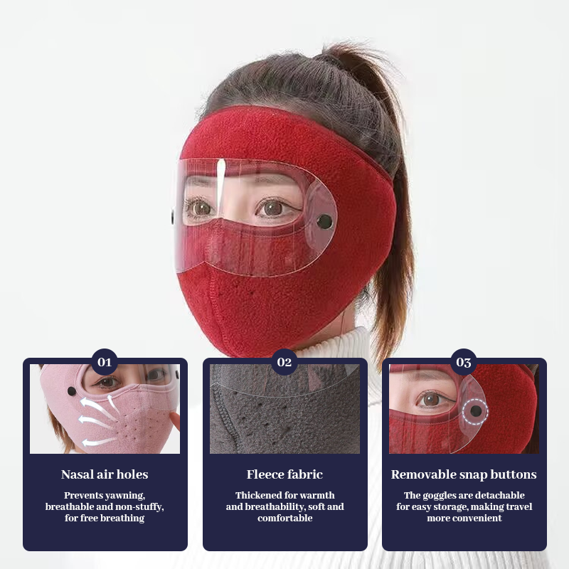 3-in-1 Windproof Winter Balaclava – Warm Fleece Face Mask with Goggles