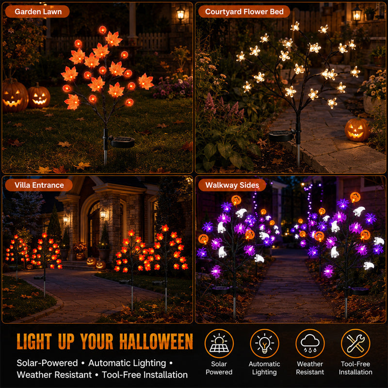 Solar Powered Halloween Twig Lights | Outdoor Pathway Decor
