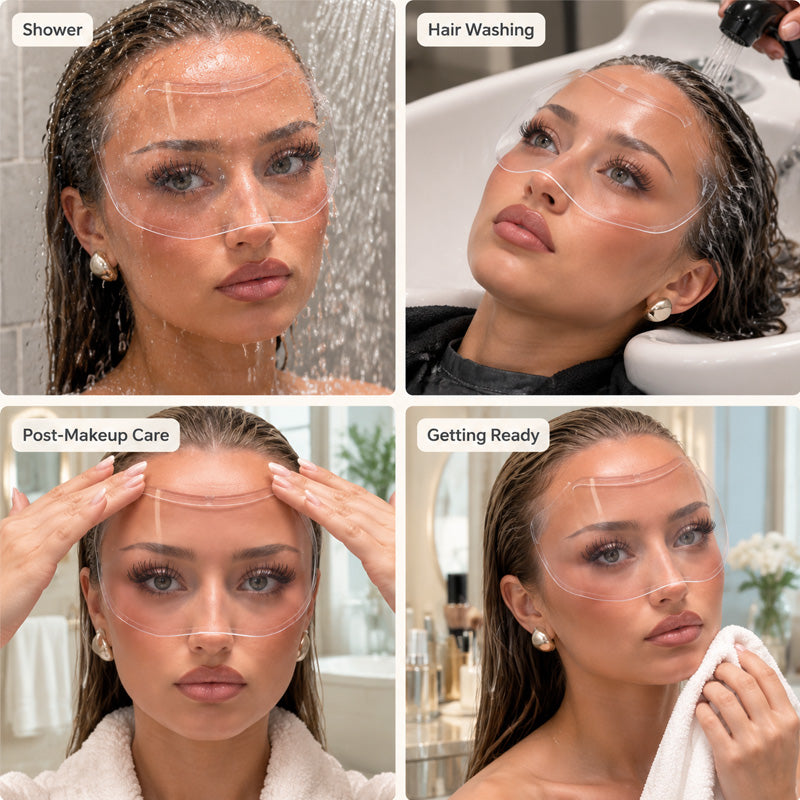 Adhesive Shower Face Shield | Clear Splash Guard for Eye Makeup & Lashes