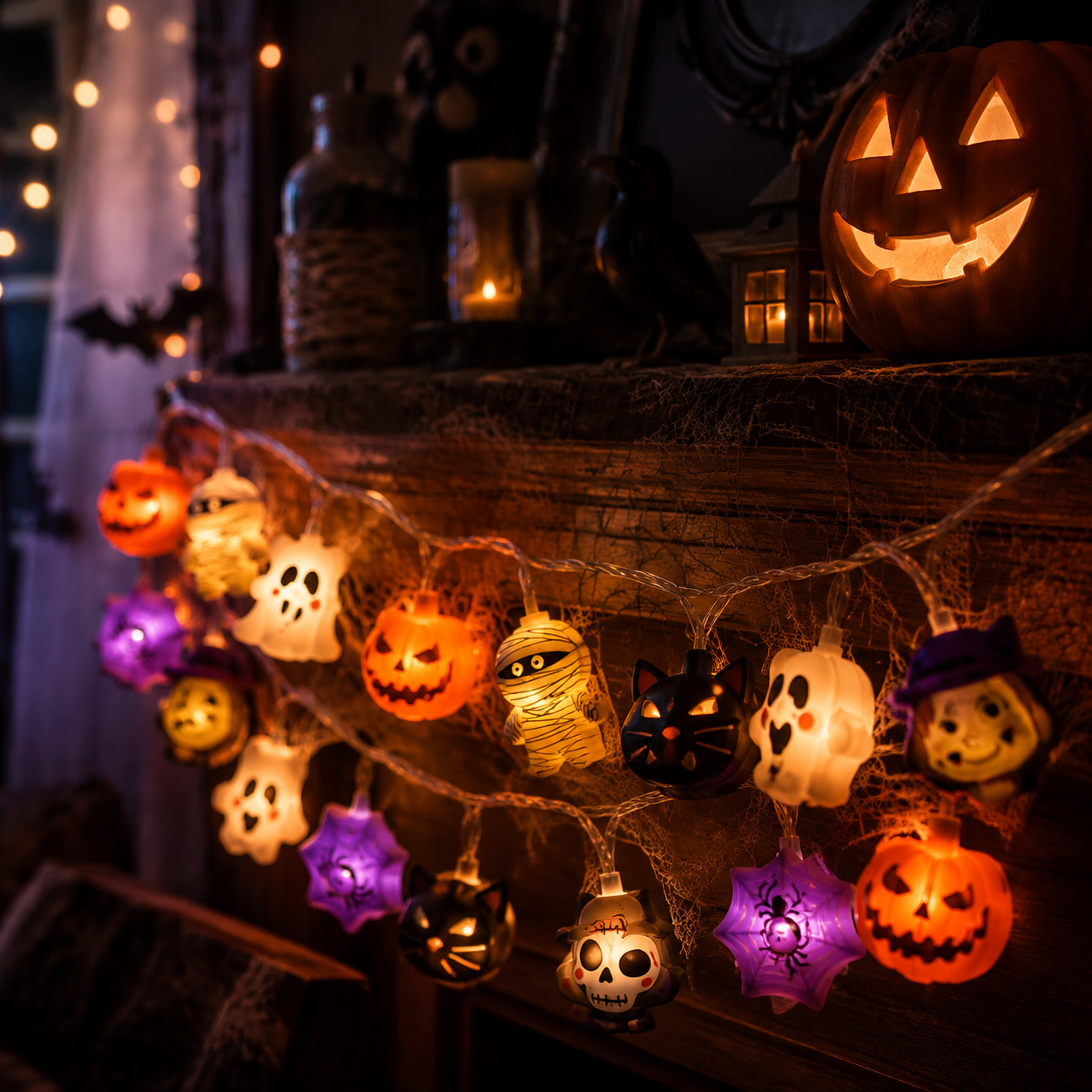 Halloween Pumpkin LED Fairy String Lights for Indoor & Garden