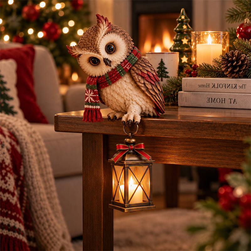 🦉Christmas Owl Lantern Figurine | Light Up Festive Owl Ornament for Home Decor