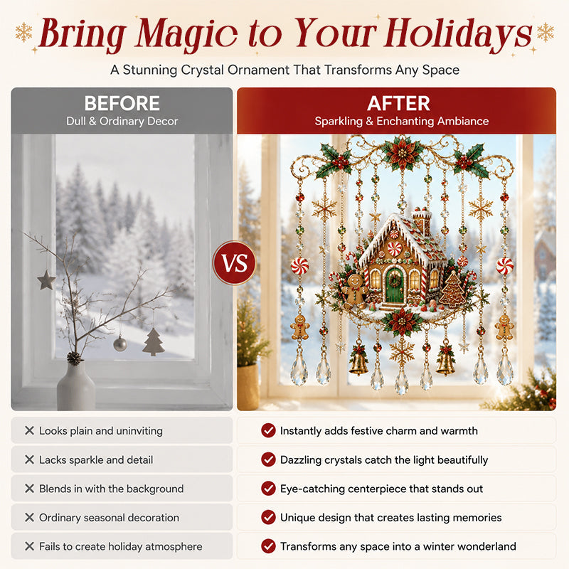 Sparkly Crystal Christmas Hanging Ornaments | Festive Window & Tree Decor