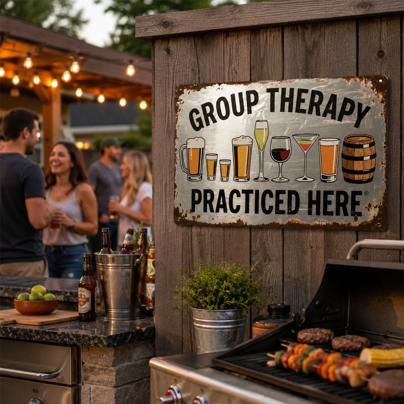 🍻😂 "Group Therapy Practiced Here" Sign