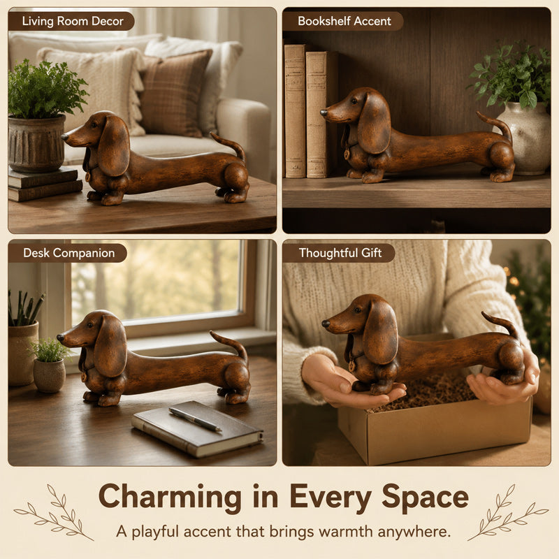 Vintage Christmas Dachshund Shelf Sitter | Festive Mantelpiece Ornament For Dog Lovers