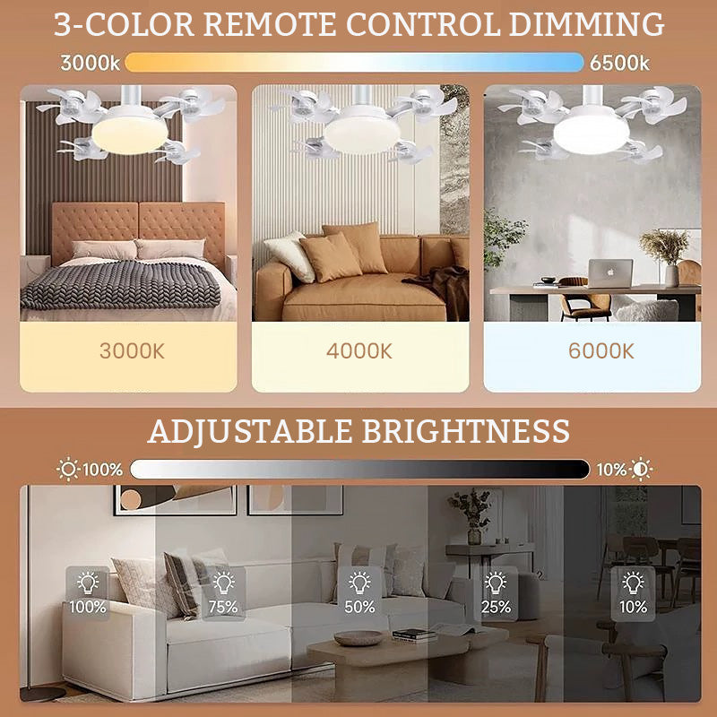 Silent Drone-Style Ceiling Fan Light – Modern LED Bedroom Lighting