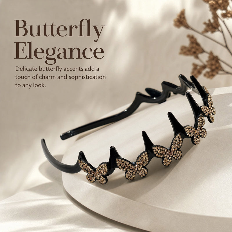 Sparkly Butterfly Wavy High Crown Volumising Headband – For Styling & Face Washing