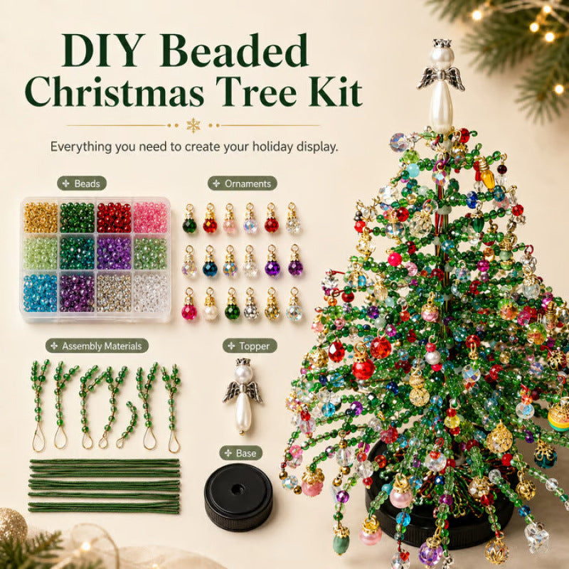 Handmade Bead Xmas Tree Making Kit, Cosy Seasonal Table Decor For UK Homes