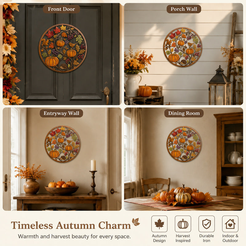 🍂Autumn Pumpkin & Wildlife Animal Metal Sign | Rustic Wall Home Decor