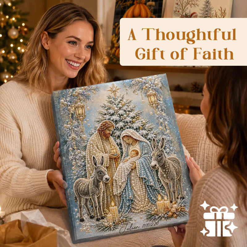 Christmas Nativity Scene Crystal Art Hanging Kit – Traditional Birth Of Jesus DIY Craft, Religious Seasonal Wall Home Decor