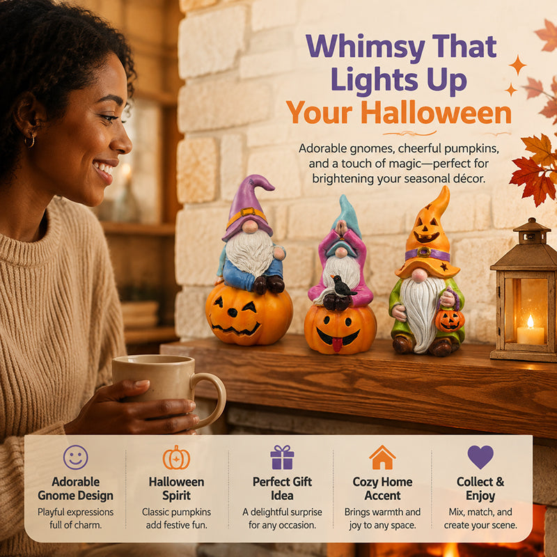 🎃🎄 Dual‑Season Gnome Figurine Set | Autumn & Christmas Indoor Tabletop Home Ornaments