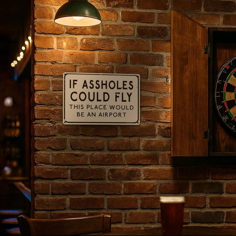 😏✈️ “If Jerks Could Fly” Vintage Metal Wall Sign | Bar & Man‑Cave Decor