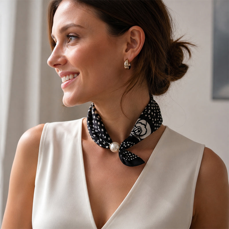 🤍 Pearl Scarf Necklace with Magnetic Clasp | Elegant Women’s Versatile Jewellery