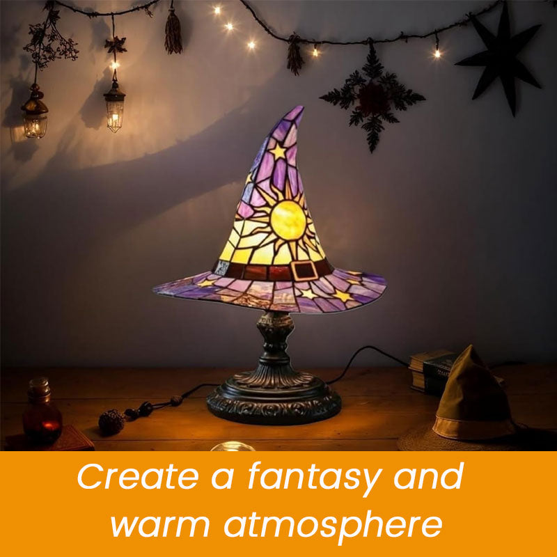 Enchanting Stained Glass Witch Hat Night Lamp | Magical Warm Home Glow 🧙‍♀️