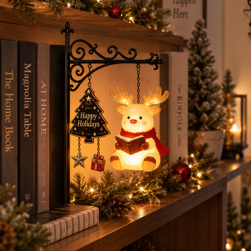 Christmas Bookshelf Character Lamp | Festive LED Shelf Decor Light