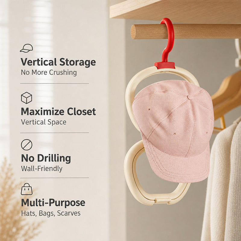 Apple Hat Hook - Door Back Series Household Scarf Hat Organizer, Punch-Free Baseball Cap Display Rack