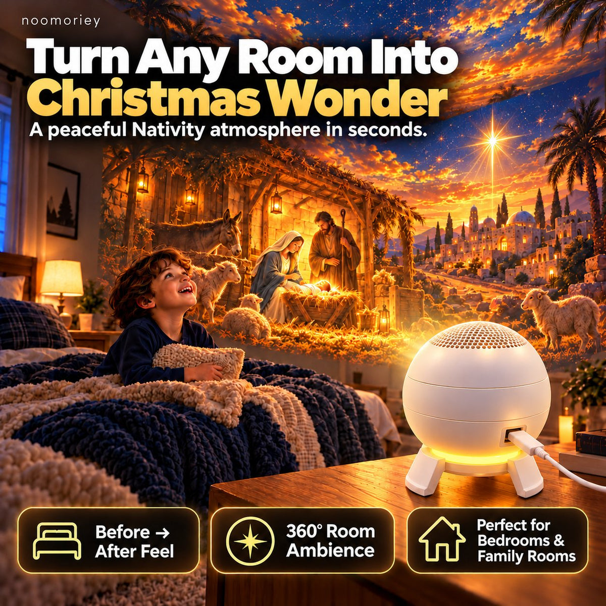 ✝️🌟 Nativity Christmas 5D Projection Light – Transform Any Room Into the Night of Bethlehem