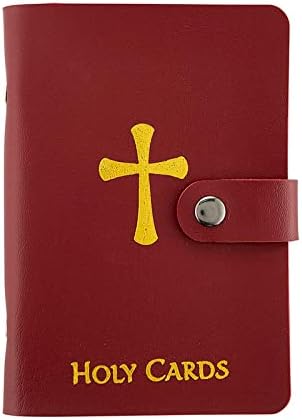 ✝️ Katholischer Heiligenkartenhalter aus echtem Leder – Taschen-Gebetskartenorganizer mit Druckknopfverschluss