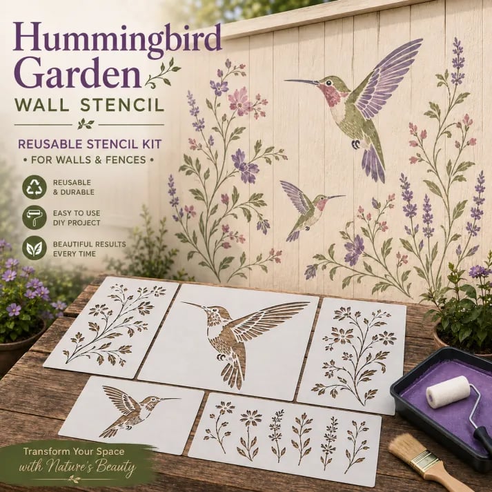 Garden Wall Stencil – Reusable DIY Template for Walls, Fences & Patios