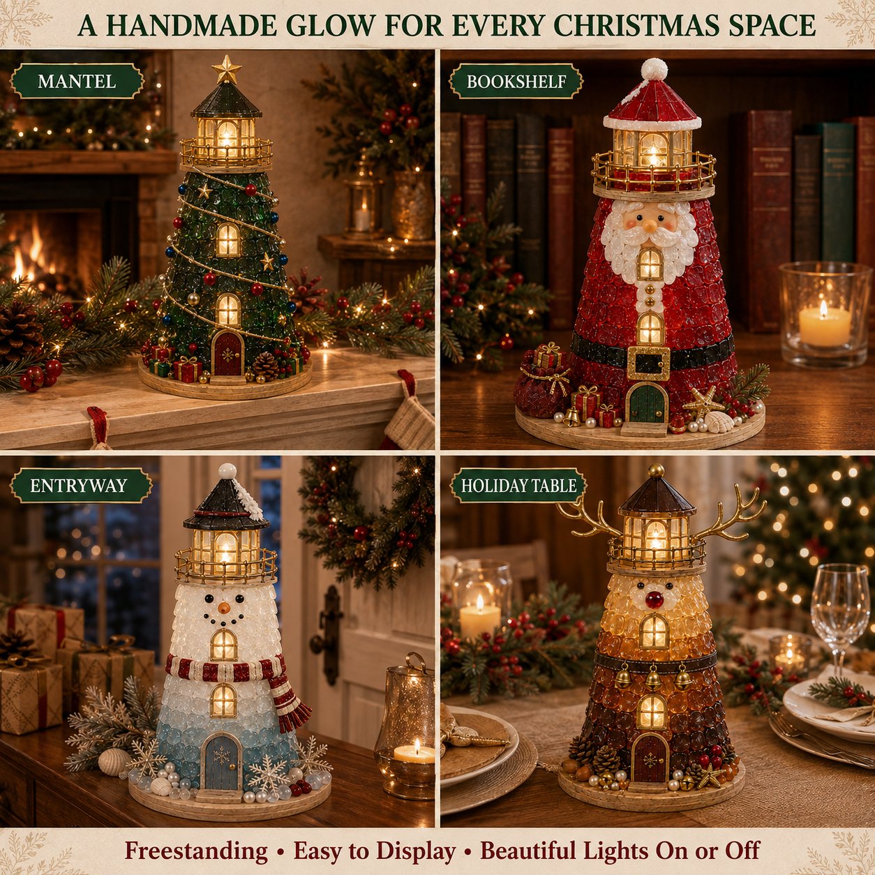 🎄 Christmas Sea‑Glass Lighthouse DIY Kits | Beginner‑Friendly Lighted Craft Sets