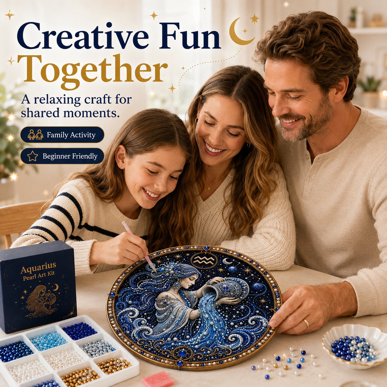 ✨ 12 Star Sign Pearl Mosaic Art Kit – Personalised Zodiac DIY Craft For Astrology Lovers
