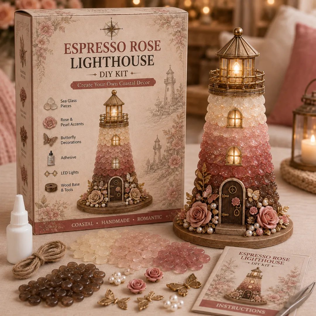 💥 LAST DAY 50% OFF - 💙 DIY Sea Glass Lighthouse Kit – Light-Up Coastal Craft & Handmade Home Decor