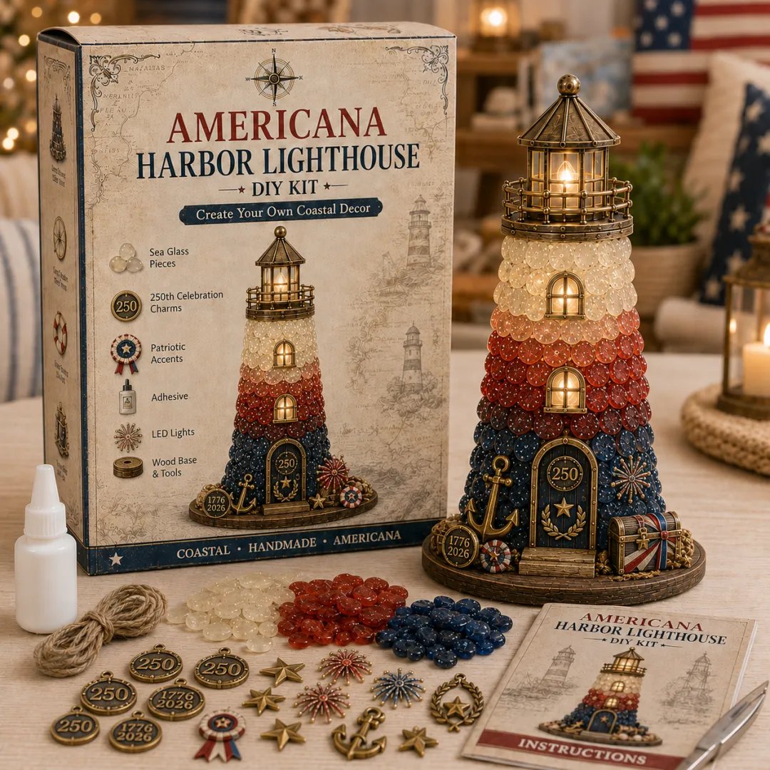 💥 LAST DAY 50% OFF - 💙 DIY Sea Glass Lighthouse Kit – Light-Up Coastal Craft & Handmade Home Decor