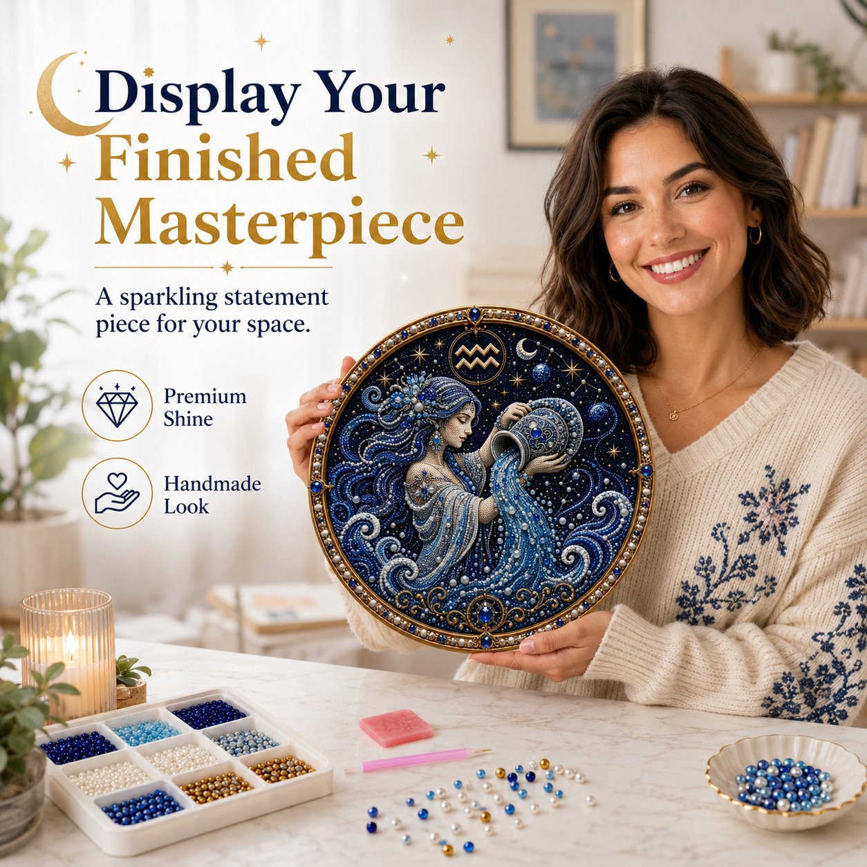 ✨ 12 Star Sign Pearl Mosaic Art Kit – Personalised Zodiac DIY Craft For Astrology Lovers