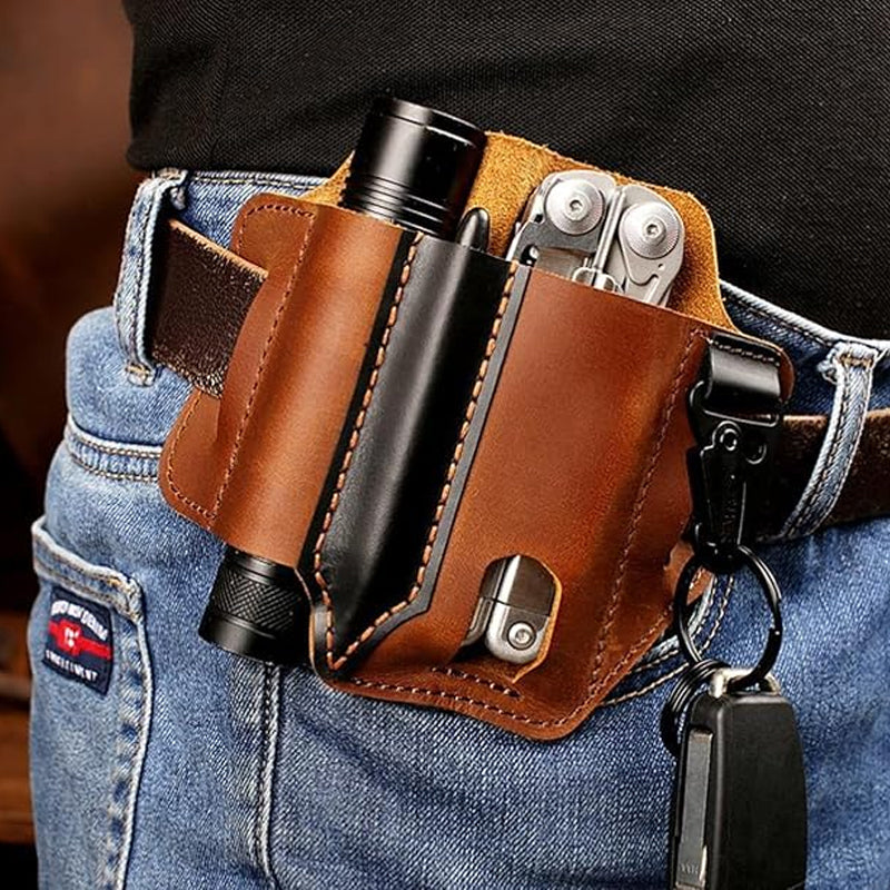 Leather Multi‑Tool Belt Pouch | Utility Storage Work Bag