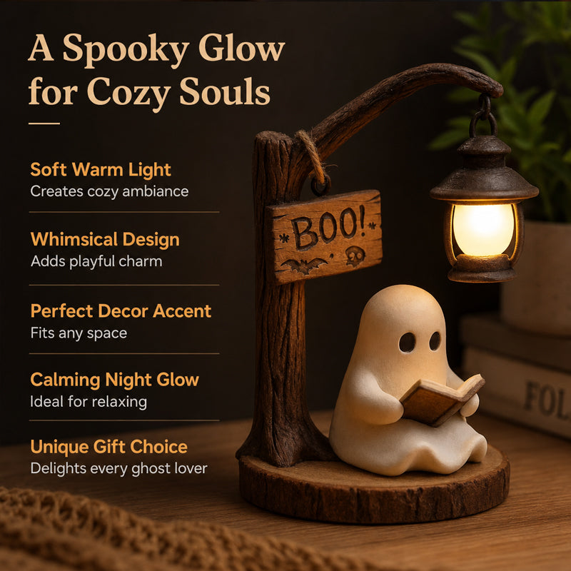 Cosy Lit Ghost Ornament – Gentle Soft Halloween Table Lamp For Cottage Homes 🍂