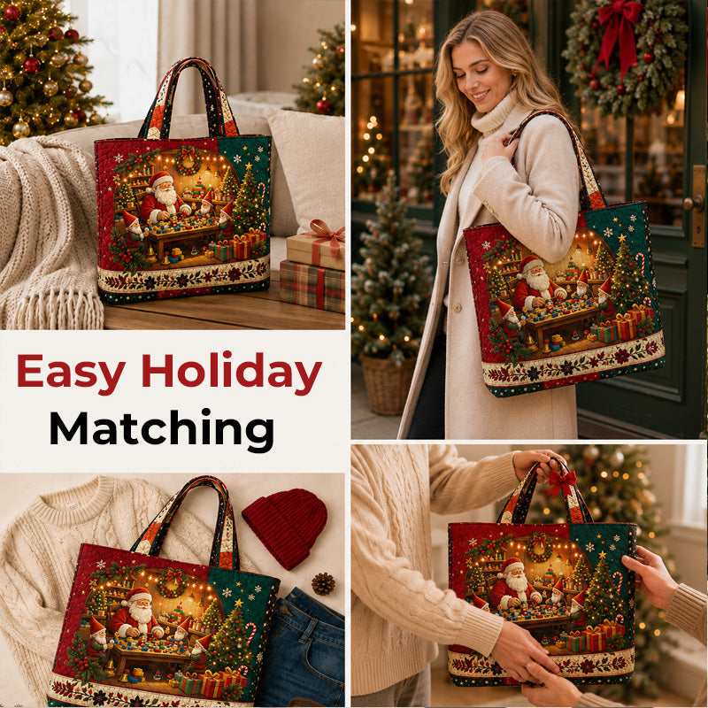 Vintage Santa Christmas Print Tote Bag | Festive Re‑usable Shopper