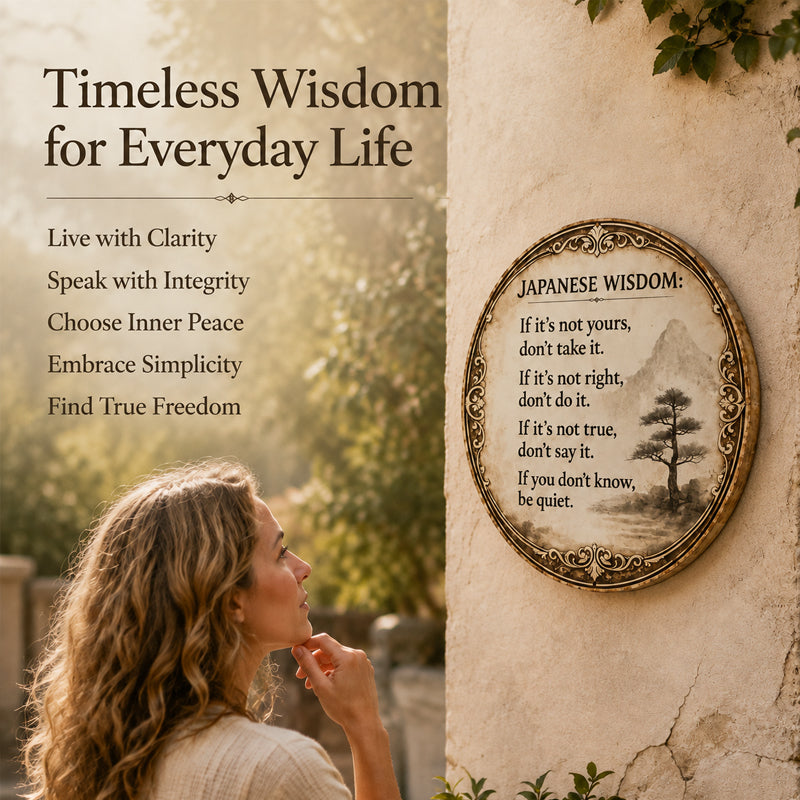 🍂 Vintage Eastern Wisdom Wall Plaque | Calm Slow‑Living Home Decor