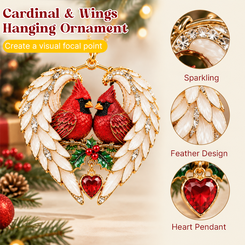 🎄Heart Angel Wing Christmas Bird Ornament, Festive Hanging Decoration for Christmas Tree