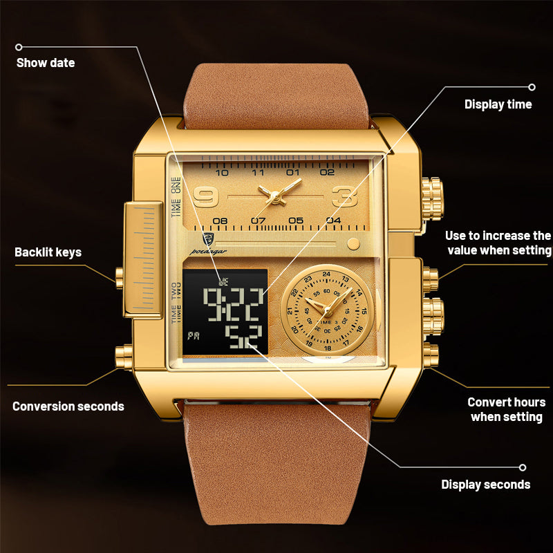 Elektronische Herren-Quarzuhr mit Dual-Display