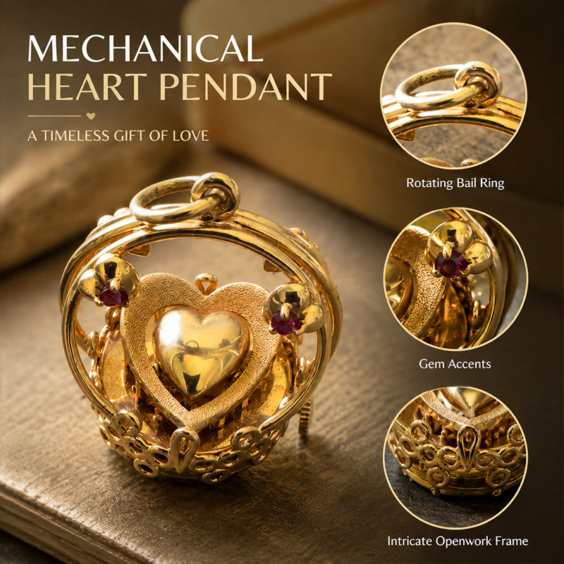 💛 Mechanical Heart Pendant | Timeless Casual Jewellery