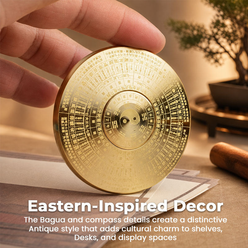 🧭 Brass Multi‑Ring Compass Ornament – Smooth Rotating Vintage Desktop Decor