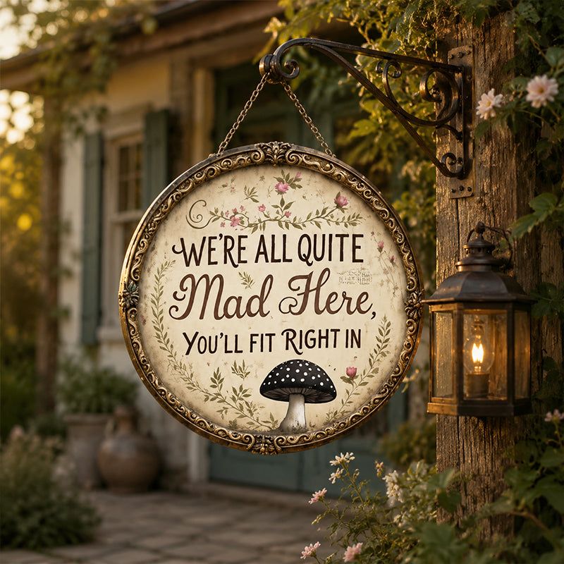 Vintage Metal‑Chain Hanging Mushroom Wall Plaque | Whimsical Decor for Porches & Living Rooms