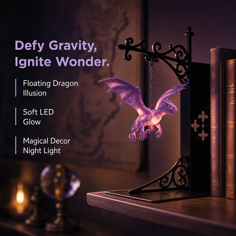 🐉 Limited Offer | Magical Floating Dragon Bookshelf Lamp – Fantasy LED Dragon Night Light For Kids & Adult Bedrooms