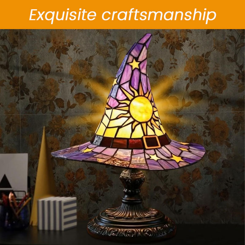 Enchanting Stained Glass Witch Hat Night Lamp | Magical Warm Home Glow 🧙‍♀️