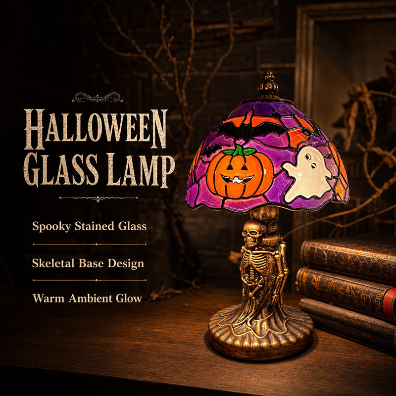 🎃 Spooky Halloween Table Lamp – Ghost, Bat & Pumpkin Glowing Ornament