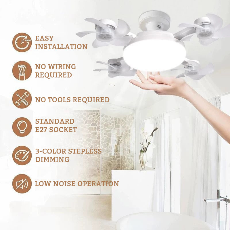 Silent Drone-Style Ceiling Fan Light – Modern LED Bedroom Lighting
