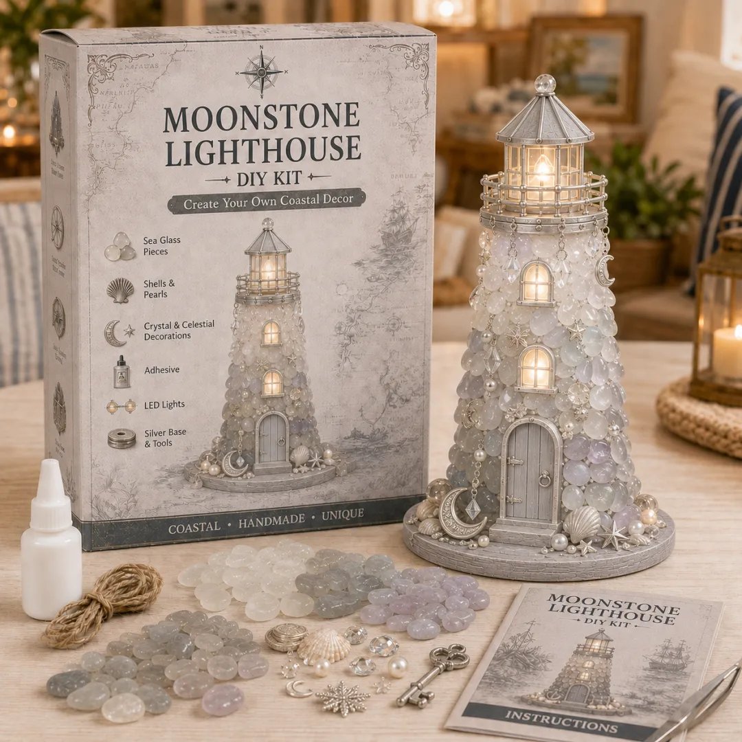 💥 LAST DAY 50% OFF - 💙 DIY Sea Glass Lighthouse Kit – Light-Up Coastal Craft & Handmade Home Decor