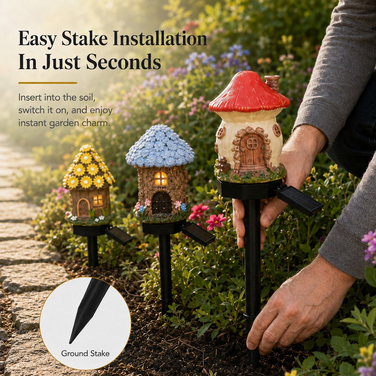 Solar Fairy-Tale Mushroom Cottage Garden Light – Magical LED Outdoor Decor for Gardens, Pathways & Cozy Backyard Spaces 🍄✨