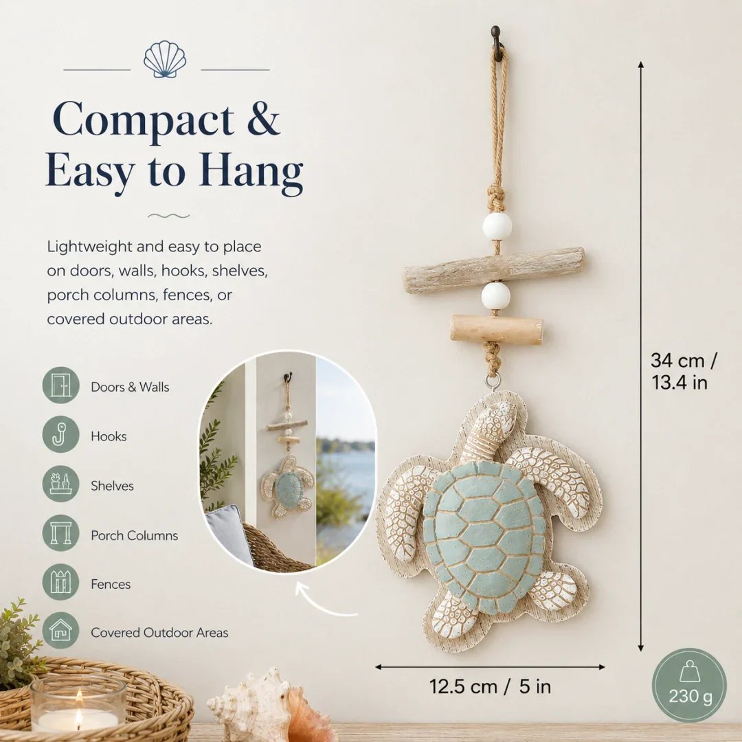 Lit Coastal Sea Turtle Hanging Wall Art | LED Lighted Turtle Wall Ornament