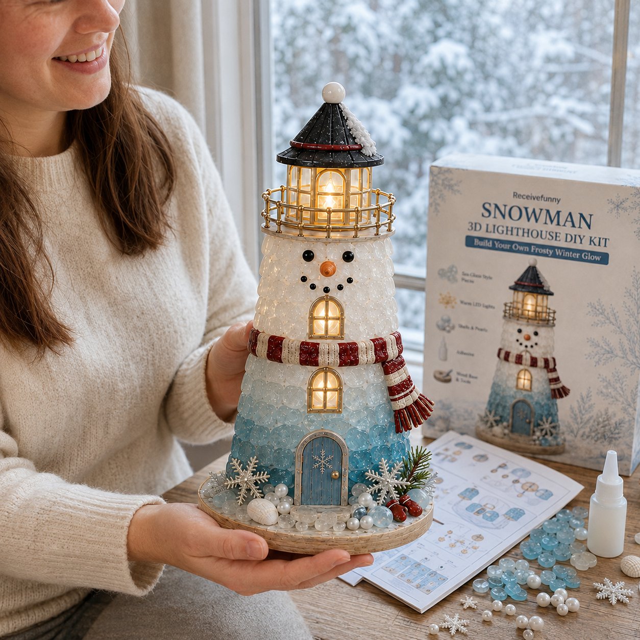 🎄 Christmas Sea‑Glass Lighthouse DIY Kits | Beginner‑Friendly Lighted Craft Sets
