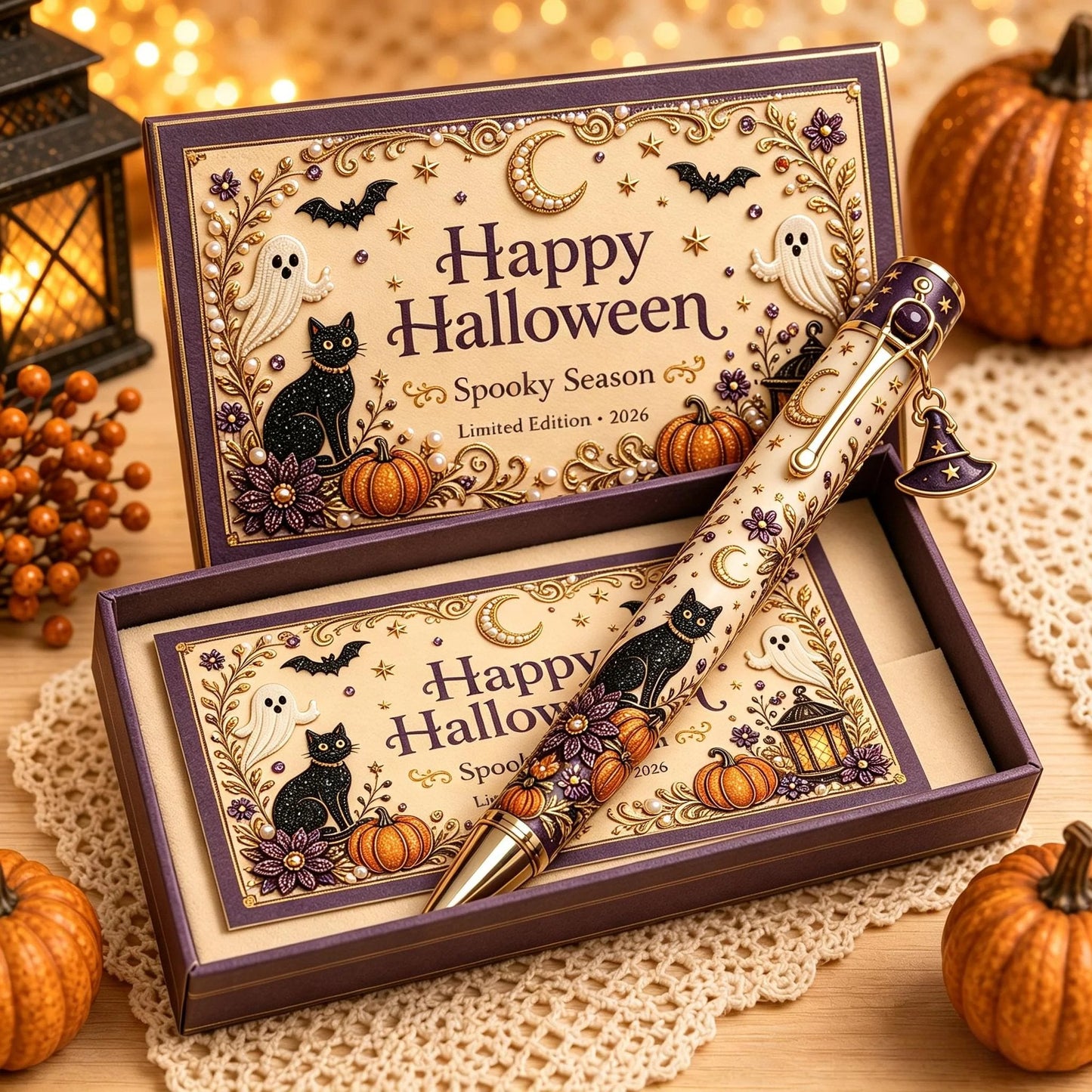 🎃 Halloween Whimsical Pen Gift Set | Decorative Pen, Keepsake Card & Luxury Gift Box, 3 Limited‑Edition Designs ✨